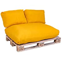 Set 3 Cojines desenfundables para palets (1 Asiento + 2 respaldos) (Mostaza)
